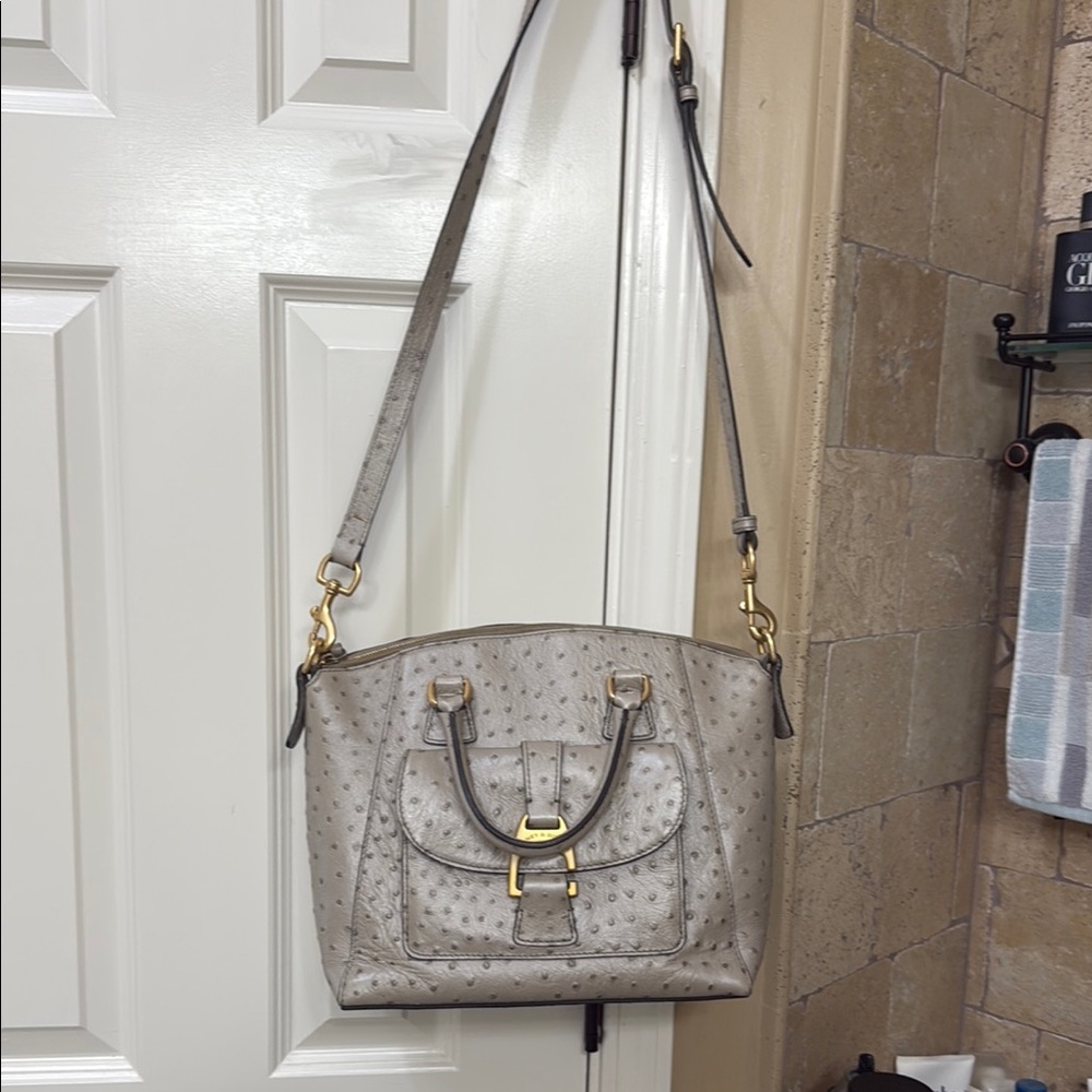 Dooney & Bourke Gray Textured Shoulder Bag with Gold Hardware